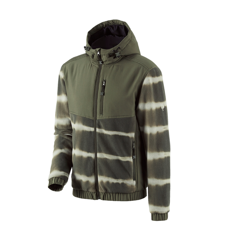 Jacken: Hybrid Kapuzenfleecejacke tie-dye e.s.motion ten + tarngrün/moorgrün 3