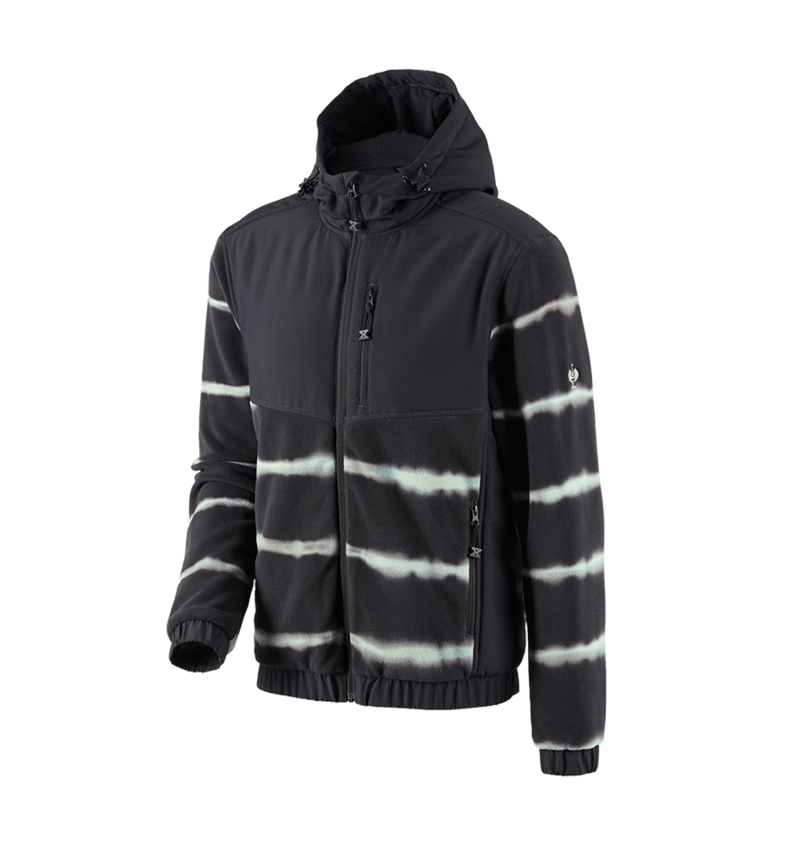 Jacken: Hybrid Kapuzenfleecejacke tie-dye e.s.motion ten + oxidschwarz/magnetgrau 2