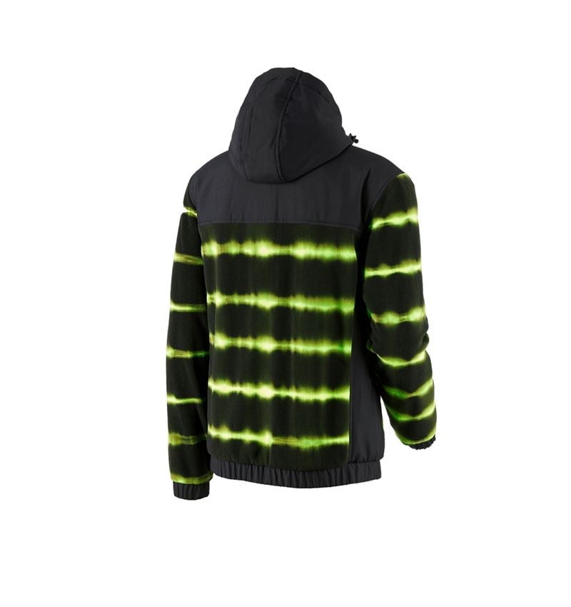 Jacken: Hybrid Kapuzenfleecejacke tie-dye e.s.motion ten + schwarz/warngelb 3