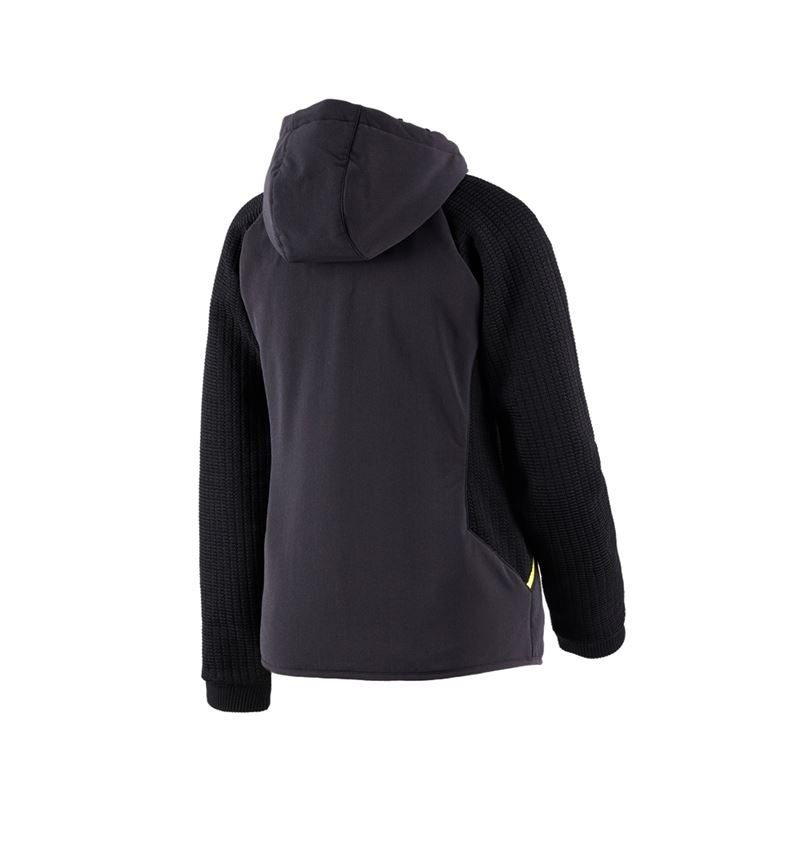 Giacche da lavoro: Giacca ibr. in maglia c.cappuccio e.s.trail, donna + nero/giallo acido 4