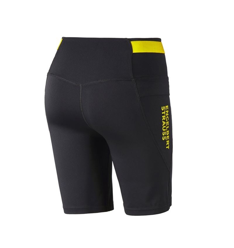 Hosen: Race Tights Short e.s.trail, Damen + schwarz/acidgelb 4