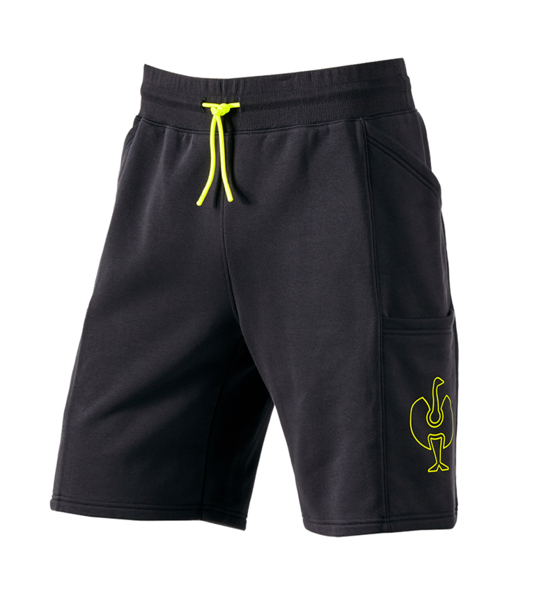 Hosen: Sweat Short e.s.trail + schwarz/acidgelb 2
