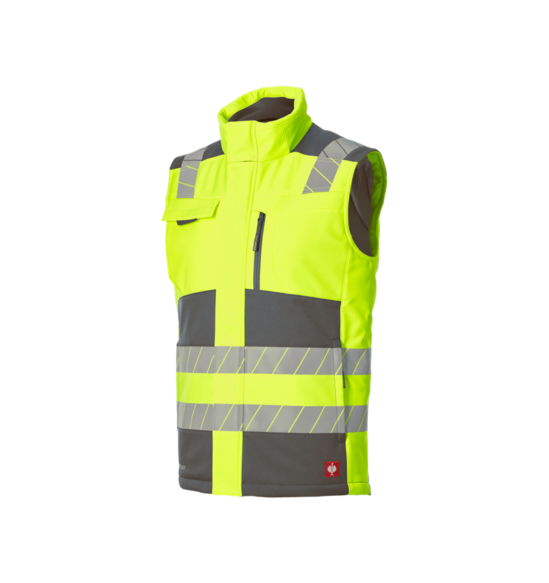 Westen: Warnschutz Winter Softshellweste e.s.motion 24/7 + anthrazit/warngelb