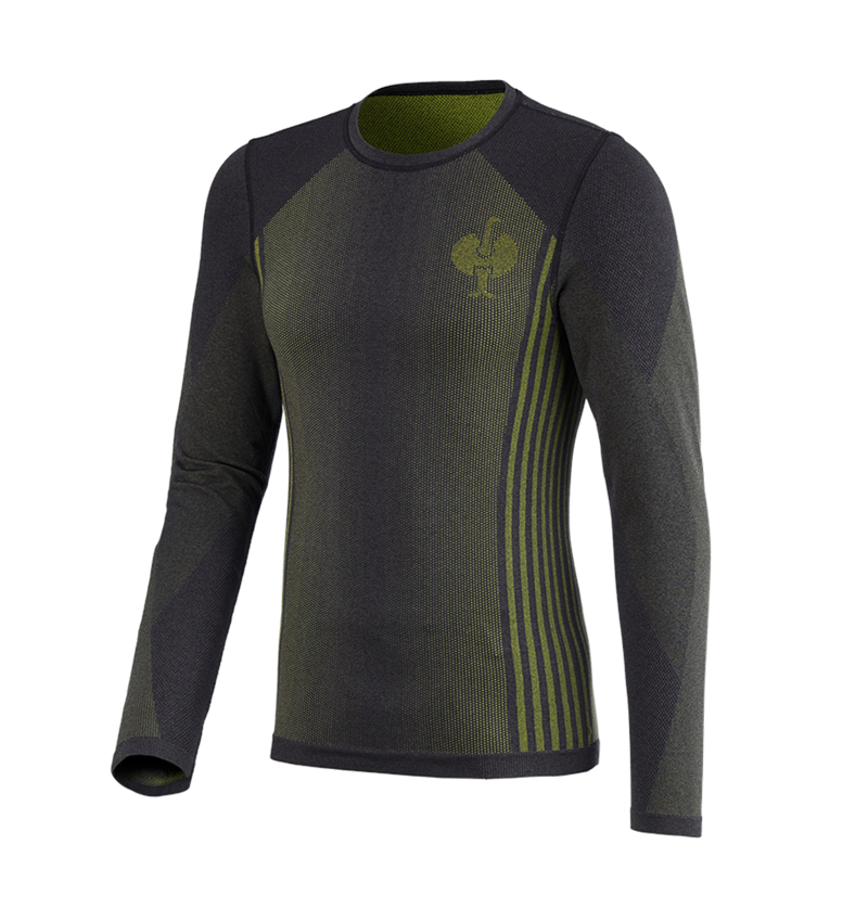 Unterwäsche | Thermokleidung: Funktions-Longsleeve e.s.trail seamless - warm + schwarz/acidgelb 4