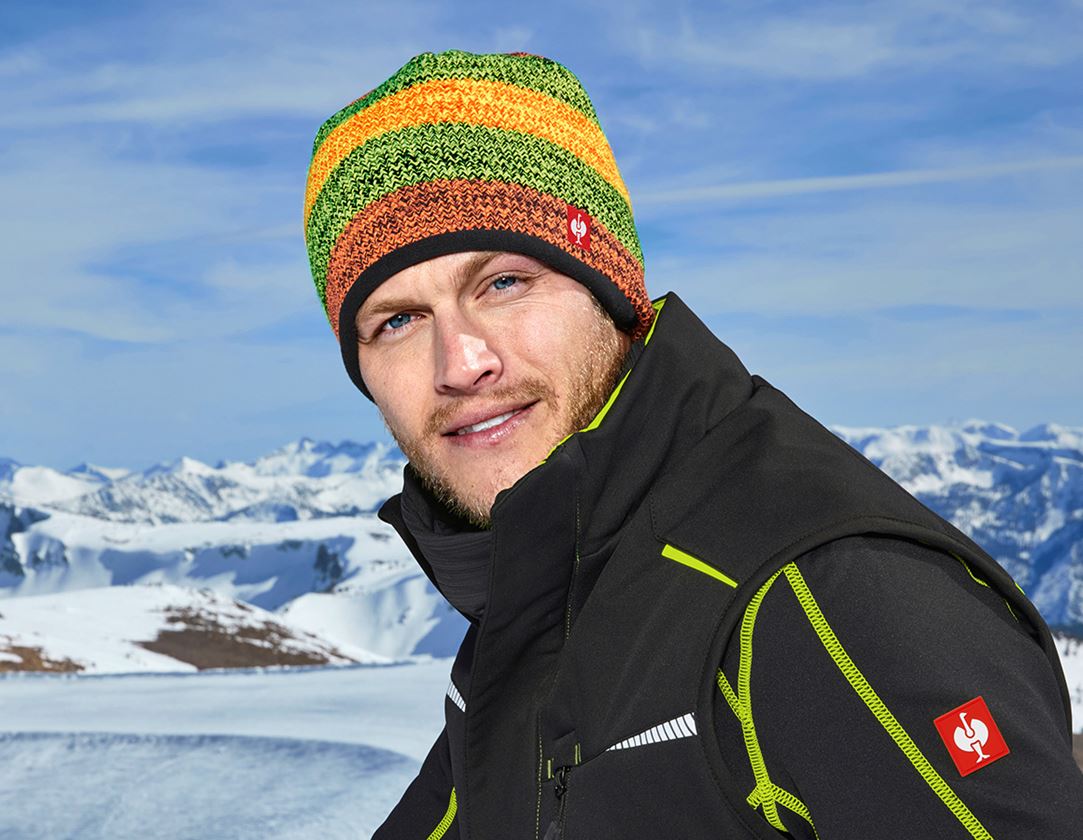 Accessoires: Strickmütze e.s.motion 2020 + schwarz/warngelb/warnorange