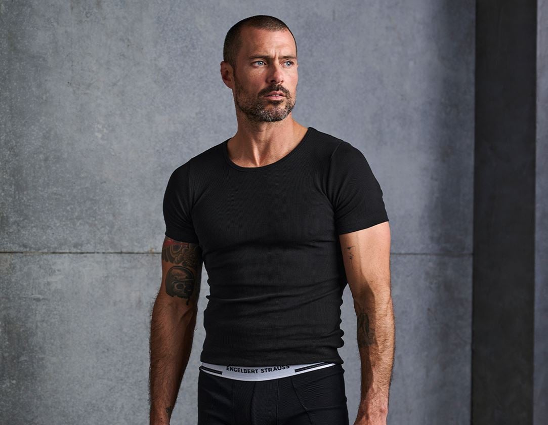 Unterwäsche | Thermokleidung: e.s. cotton rib T-Shirt + schwarz