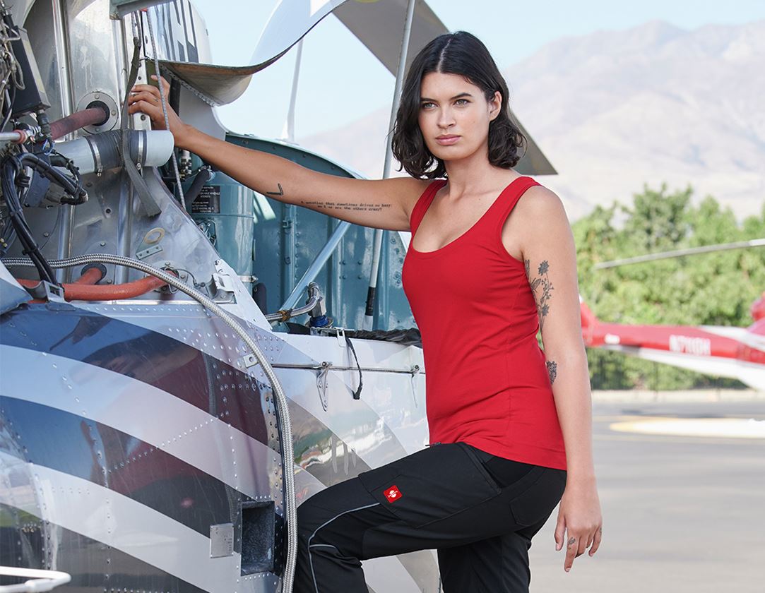 Shirts & Co.: e.s. Tank-Top cotton stretch, Damen + feuerrot