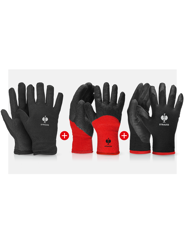 Sets | Zubehör: Kältehandschuh-Set, 3-teilig + schwarz
