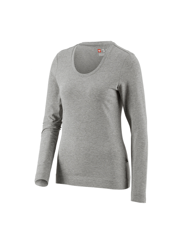 Shirts & Co.: e.s. Longsleeve cotton stretch, Damen + graumeliert