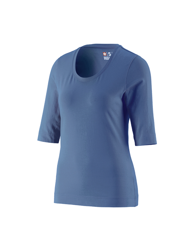 Maglie | Pullover | Bluse: e.s. maglia con manica a 3/4 cotton stretch, donna + cobalto 3