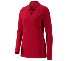 e.s. Pique-Polo longsleeve cotton stretch,dames