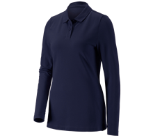 e.s. Pique-Polo longsleeve cotton stretch,dames