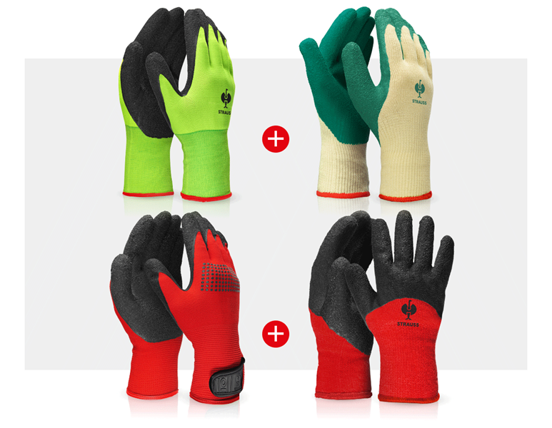 Hoofdaanzicht, Arbeidsveiligheid, Handschoen-pro set gebreid-latex
