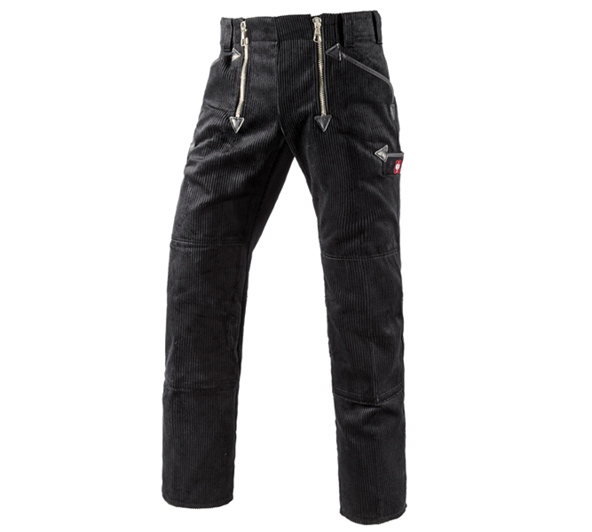 Hoofdaanzicht, Kleding, e.s. Trad. broek grove ribcord, met smalle pijp, zwart
