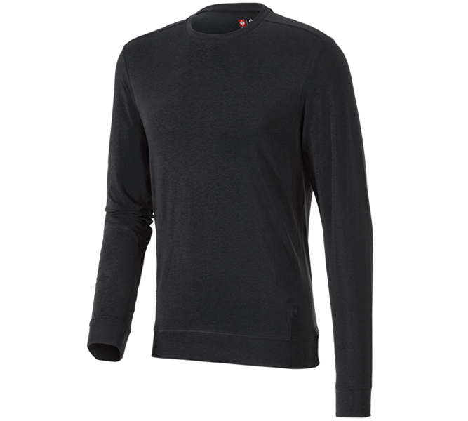 Hoofdaanzicht, Heren, e.s. Longsleeve cotton stretch, zwart