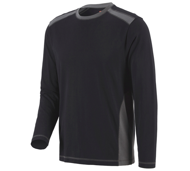 Hoofdaanzicht, Heren, Longsleeve cotton e.s.active, zwart/antraciet