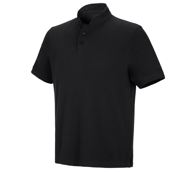 Hoofdaanzicht, Heren, e.s. Poloshirt cotton Mandarin, zwart