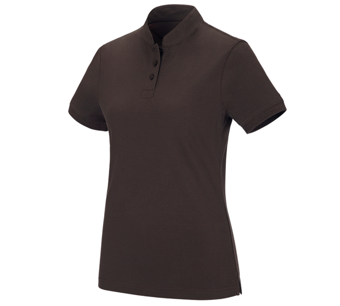 Hoofdaanzicht, Schrijnwerkers / Meubelmakers, e.s. Poloshirt cotton Mandarin, dames, kastanje