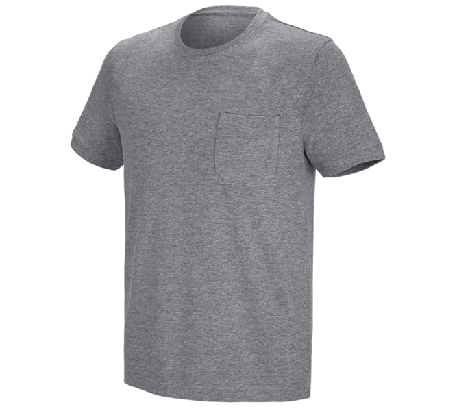Hoofdaanzicht, T-Shirts, e.s. T-shirt cotton stretch Pocket, grijs mêlee