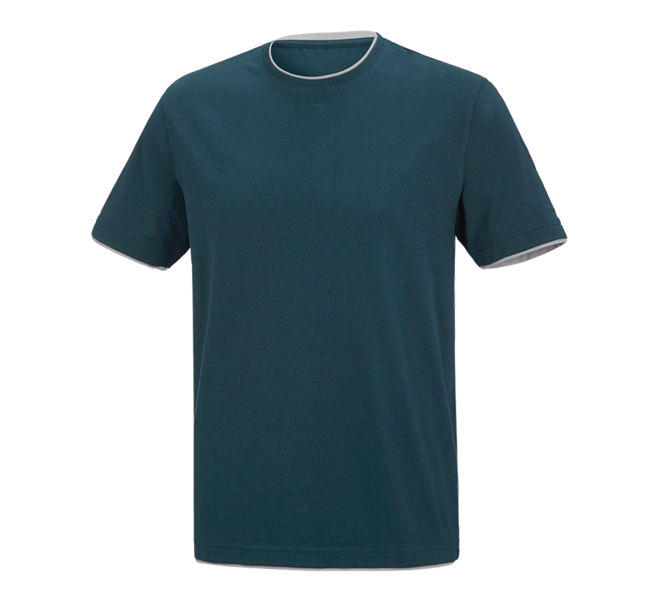 Hoofdaanzicht, T-Shirts, e.s. T-Shirt cotton stretch Layer, zeeblauw/platina