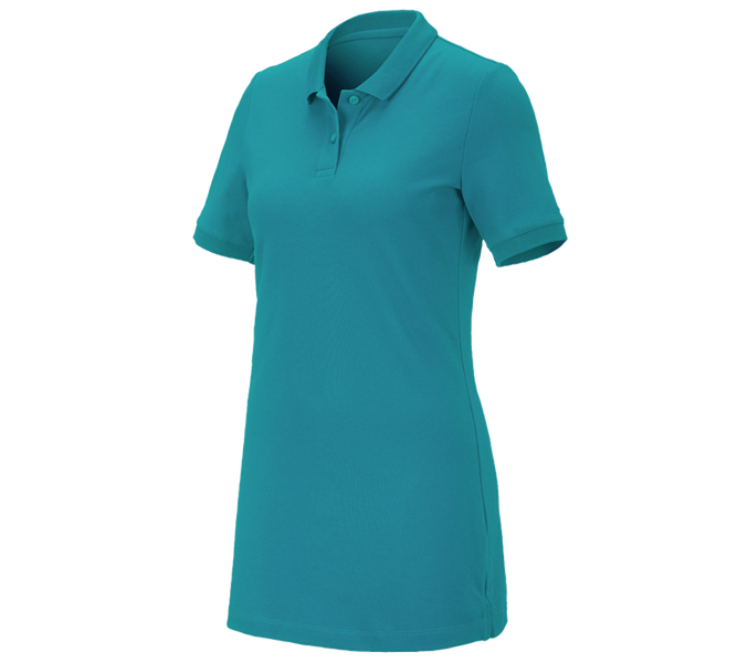 Hoofdaanzicht, Basics, e.s. Pique-Polo cotton stretch, dames, long fit, oceaan