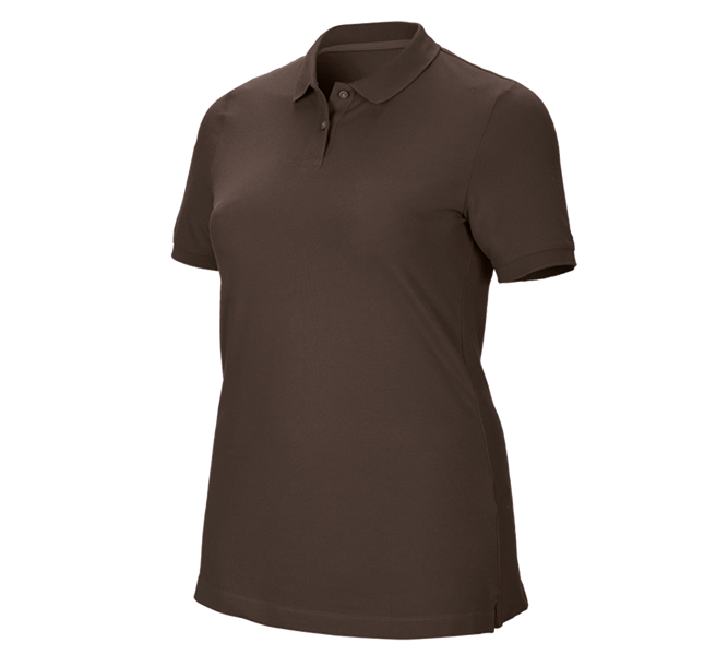 Hoofdaanzicht, Schrijnwerkers / Meubelmakers, e.s. Pique-Polo cotton stretch, dames, plus fit, kastanje