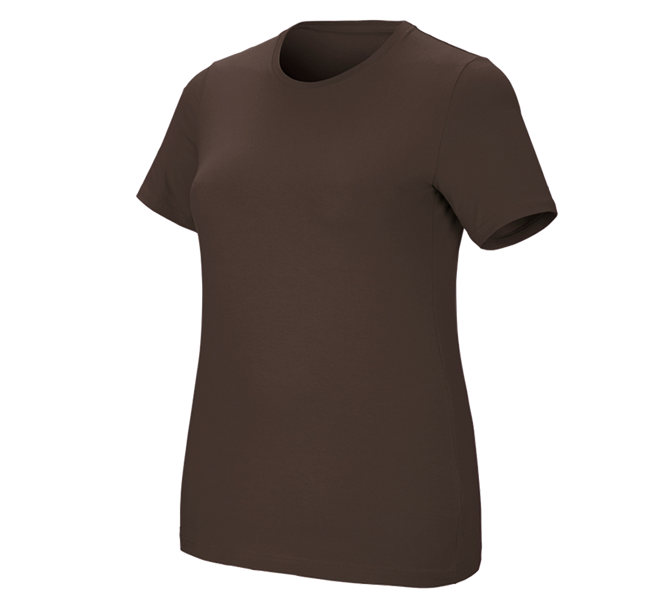 Hoofdaanzicht, Schrijnwerkers / Meubelmakers, e.s. T-Shirt cotton stretch, dames, plus fit, kastanje