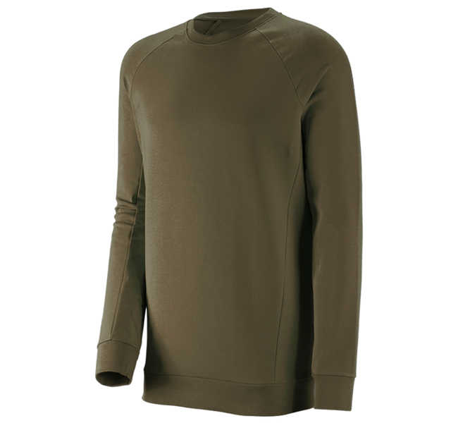 Hoofdaanzicht, Basics, e.s. Sweatshirt cotton stretch, long fit, moddergroen