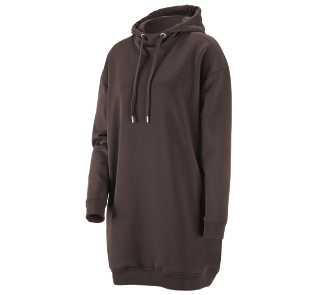 Hoofdaanzicht, Basics, e.s. oversize hoody-sweatshirt poly cotton, dames, kastanje