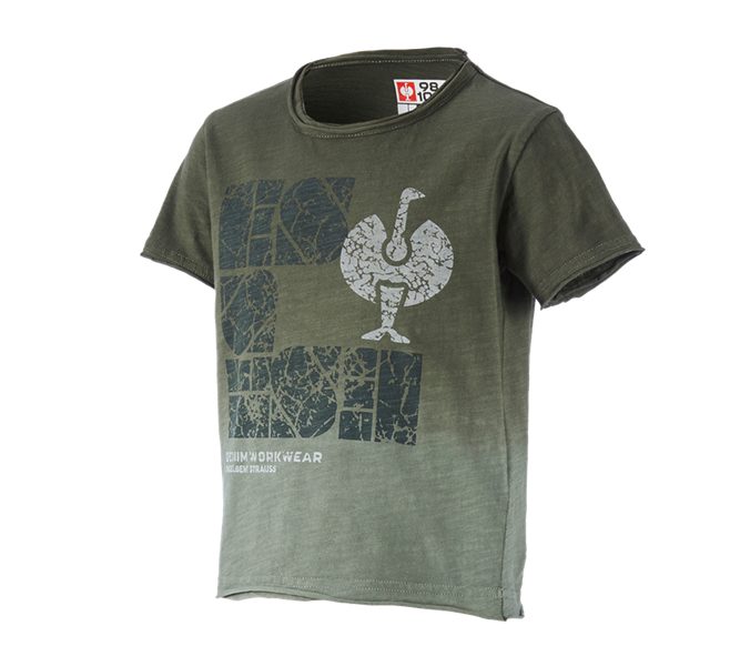 Hoofdaanzicht, Kleding, e.s. T-Shirt denim workwear, kinderen, camouflagegroen vintage