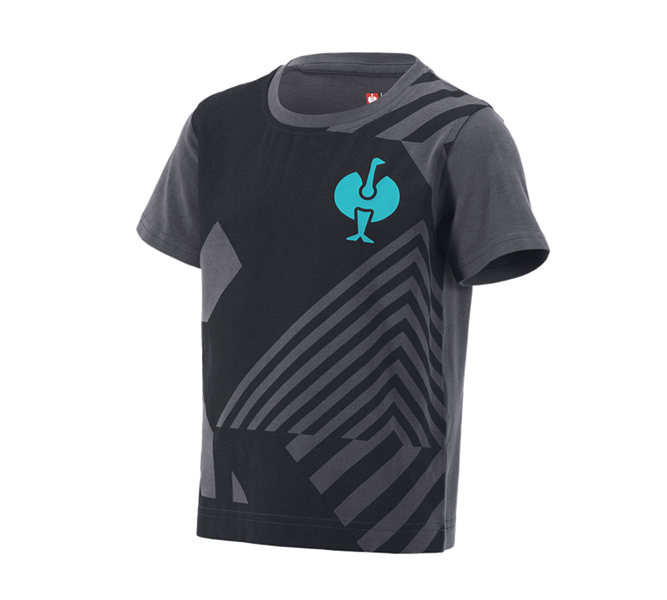 Hoofdaanzicht, e.s.trail, T-Shirt e.s.trail graphic, kinderen, zwart/antraciet/lapis turkoois
