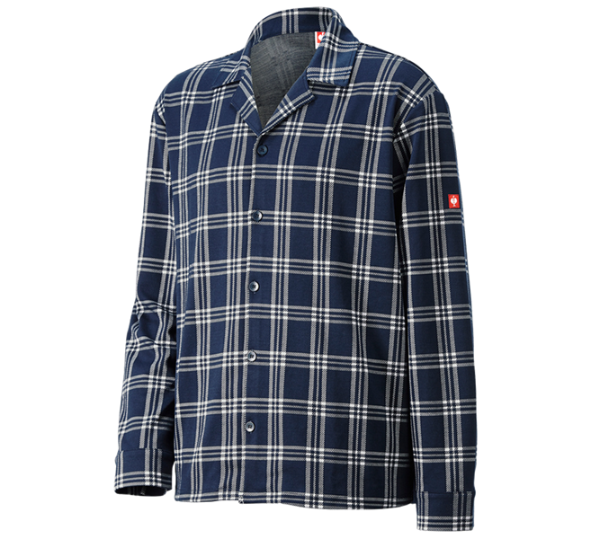 Hoofdaanzicht, Heren, e.s. Geruite pyjamashirt, diepblauw/wit