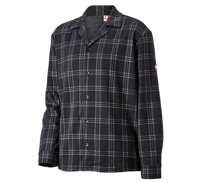 Hoofdaanzicht, Kleding, e.s. Geruite pyjamashirt, zwart/bazaltgrijs