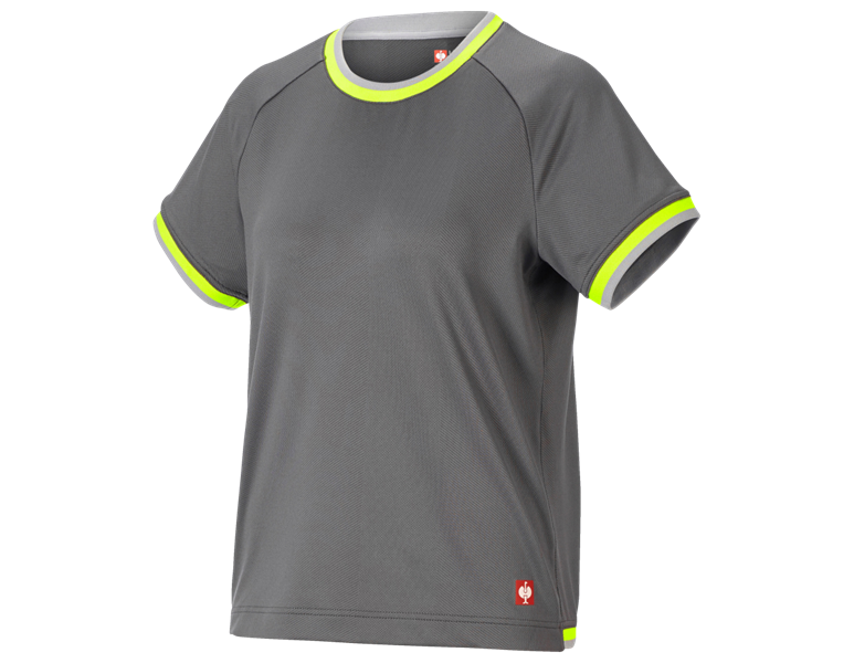 Hoofdaanzicht, Nieuwe, Functioneel T-shirt e.s.ambition, dames, antraciet/signaalgeel