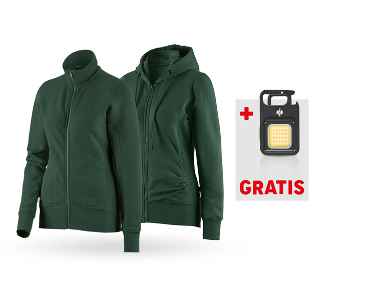 Hoofdaanzicht, Kleding, SET: Sweatjack + Hoody-Sweatjack poly cotton,dames, groen