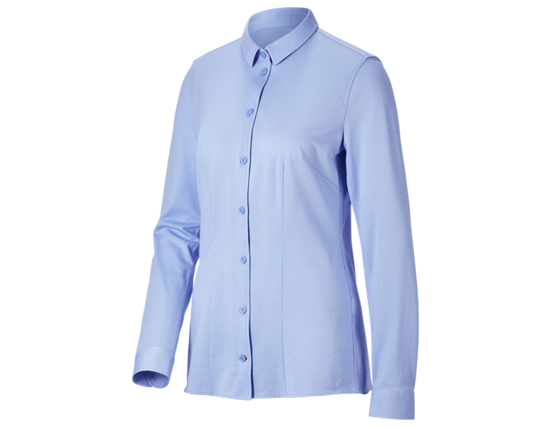 Hoofdaanzicht, Nieuwe, e.s. piqué-business blouse, vorstblauw
