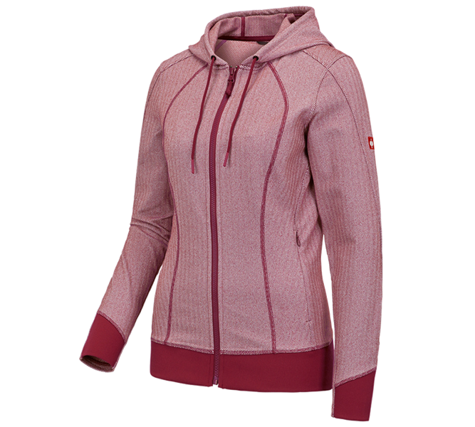 Hoofdaanzicht, Sweats | Hoodies, e.s. Functioneel capuchonjack herringbone, dames, robijn
