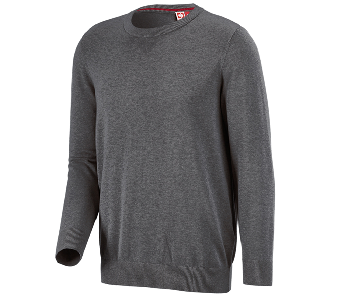Hoofdaanzicht, Heren, e.s. Gebreide pullover, ronde hals, antraciet melange