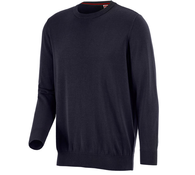 Hoofdaanzicht, Basics, e.s. Gebreide pullover, ronde hals, donkerblauw