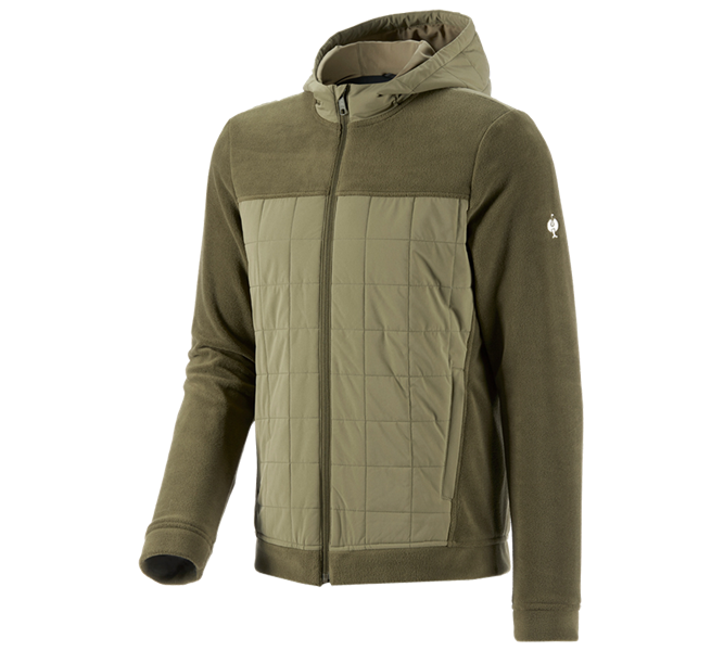 Hoofdaanzicht, Hybride Jassen, Hybride capuchonfleecejack e.s.concrete, moddergroen/stipa-groen