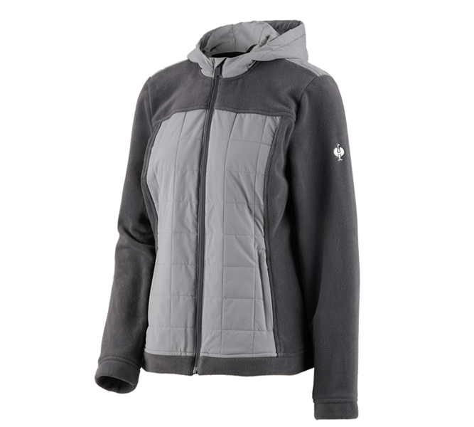 Hoofdaanzicht, Werkjassen, Hybride capuchonfleecejack e.s.concrete, dames, antraciet/parelgrijs
