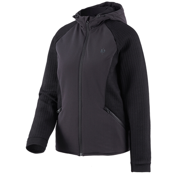 Hoofdaanzicht, Werkjassen, Hybride gebreide jack met capuchon e.s.trail,dames, zwart