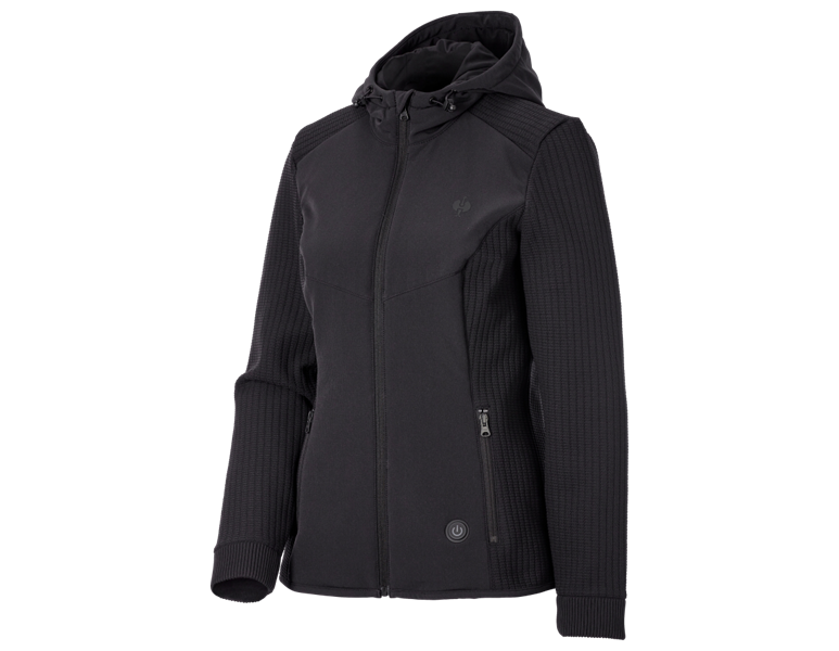 Hoofdaanzicht, Nieuwe, Verw.hybride gebreid capuchonjack e.s.trail, dames, zwart