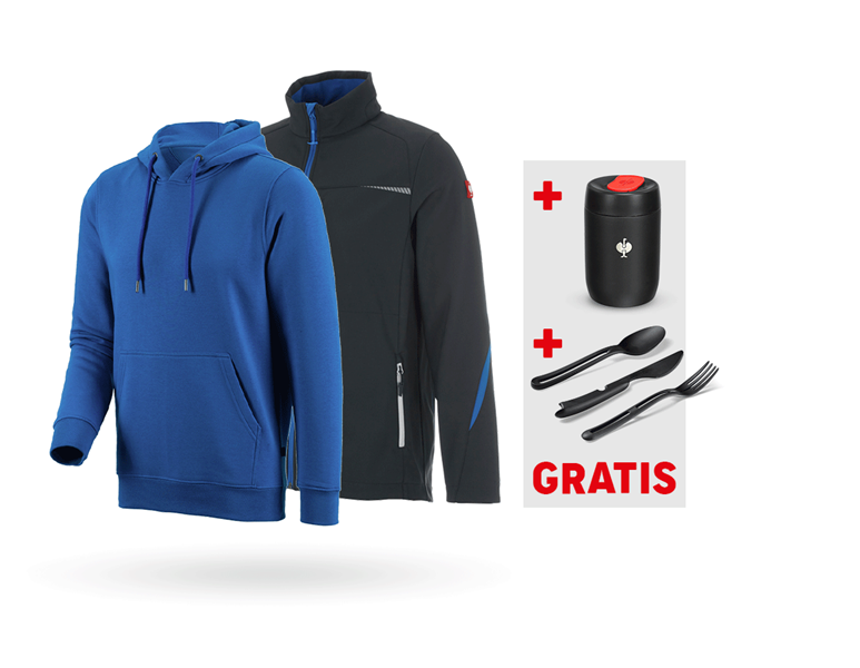 Hoofdaanzicht, Actie-sets, SET: Softshelljack e.s.motion 2020 + hoody, grafiet/gentiaanblauw
