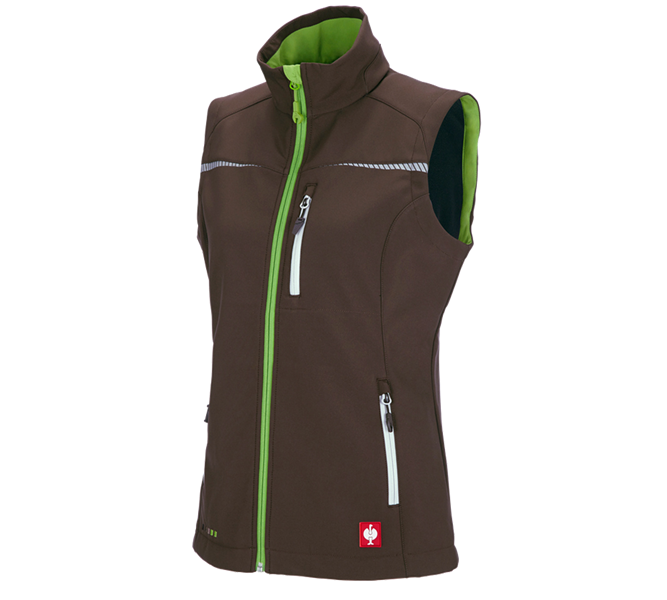 Hoofdaanzicht, Schrijnwerkers / Meubelmakers, Softshell-bodywarmer e.s.motion 2020, dames, kastanje/zeegroen