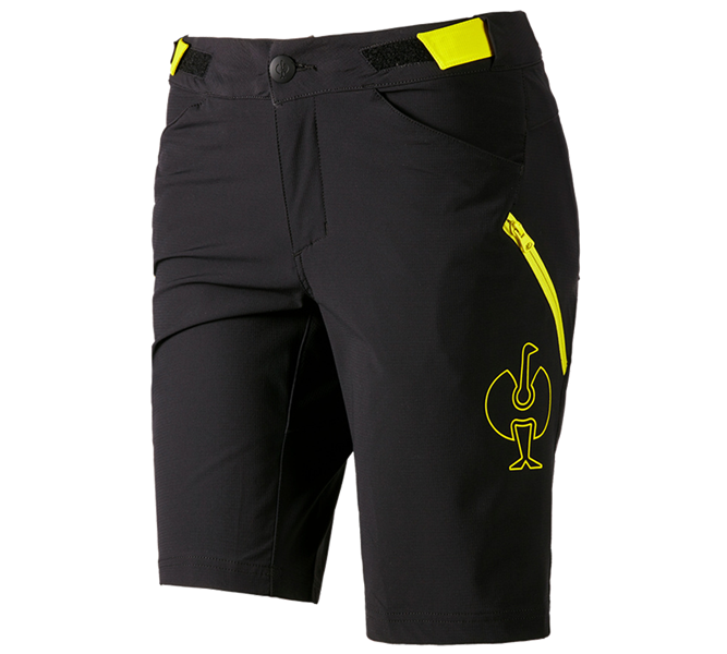 Hoofdaanzicht, Werkbroeken, Functioneel short e.s.trail, dames, zwart/zuurgeel