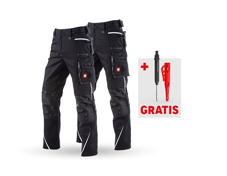 Hoofdaanzicht, Actie-sets, SET: 2x Werkbroek e.s.motion 2020, zwart/platina