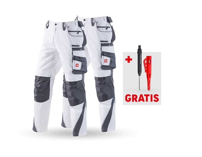 Hoofdaanzicht, Actie-sets, SET: 2x Werkbroek e.s.motion, wit/grijs