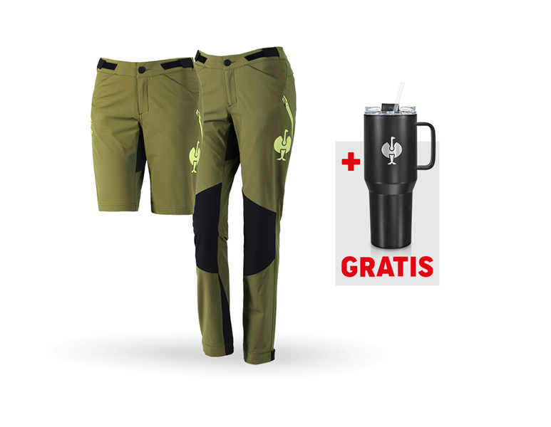 Hoofdaanzicht, Koopjes, SET: Functionele broek + Short e.s.trail, dames, jeneverbesgroen/limegroen