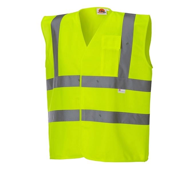 Hoofdaanzicht, Veiligheidskleding, STONEKIT Veiligheids-bodywarmer met zakje, signaalgeel